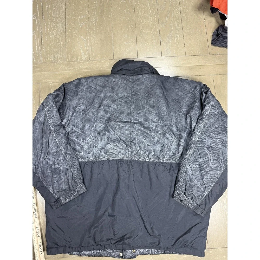 Vintage Luhta Jacket Mens 48 Large Gray Winterspeed Wolf‎ Print Ski Puffer 90s